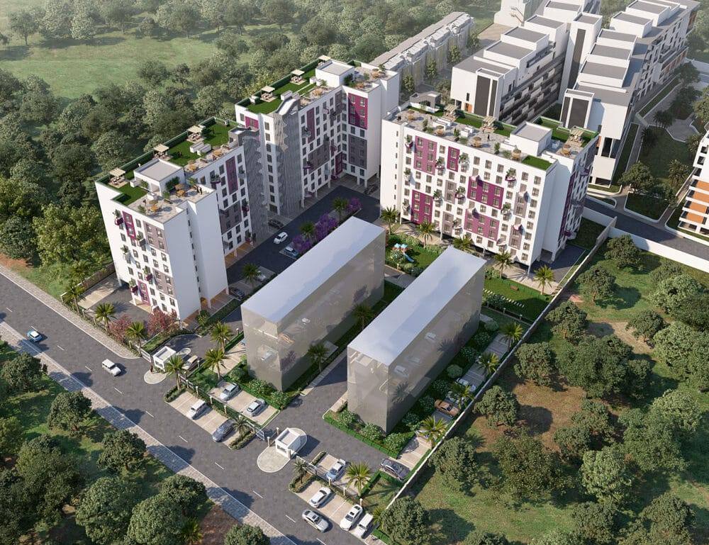 237 Garden City – Phase II: Aerial view (developer render)