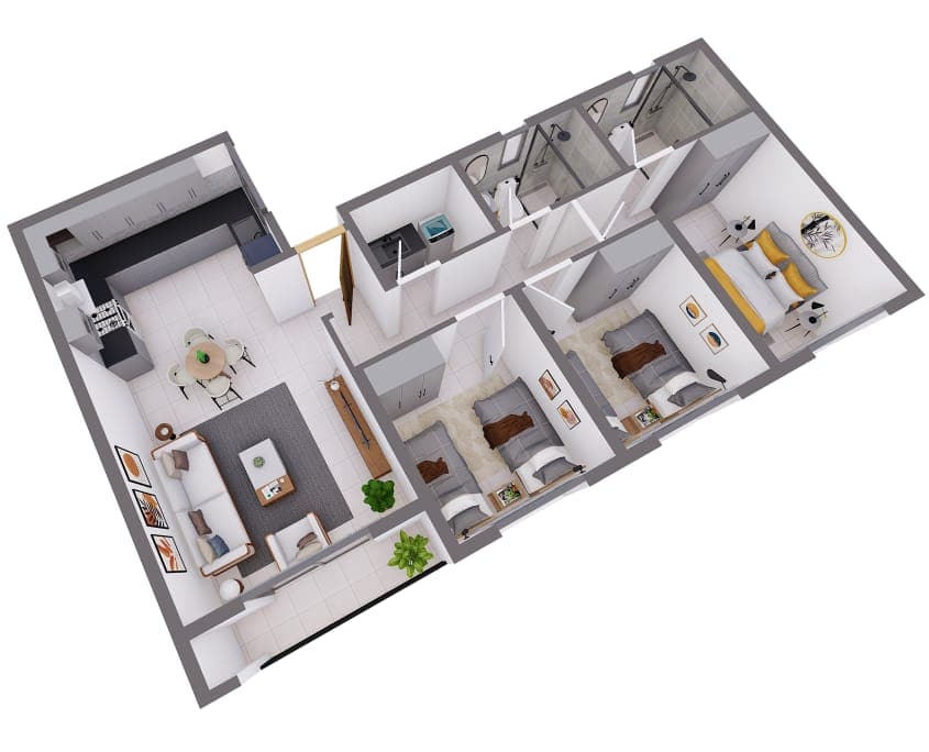 Muzi Salama: Floor plan, 3D