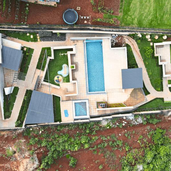 Tilisi Views: Clubhouse and pool from above